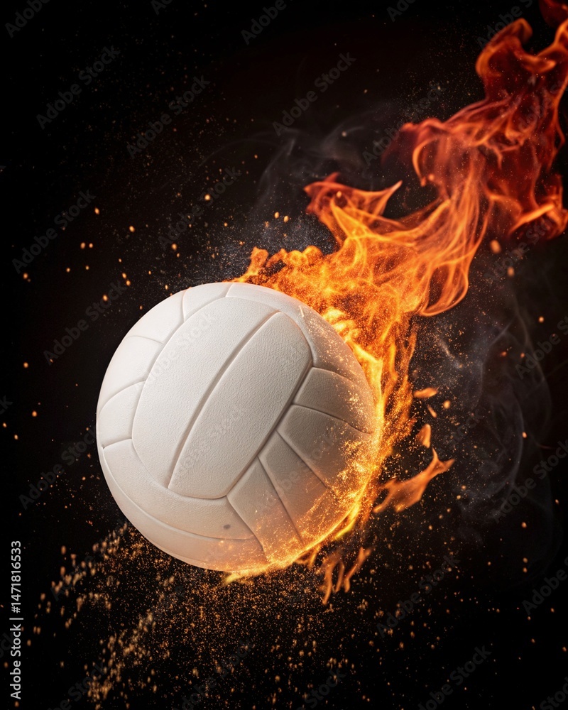 Fototapeta premium volleyball in fire