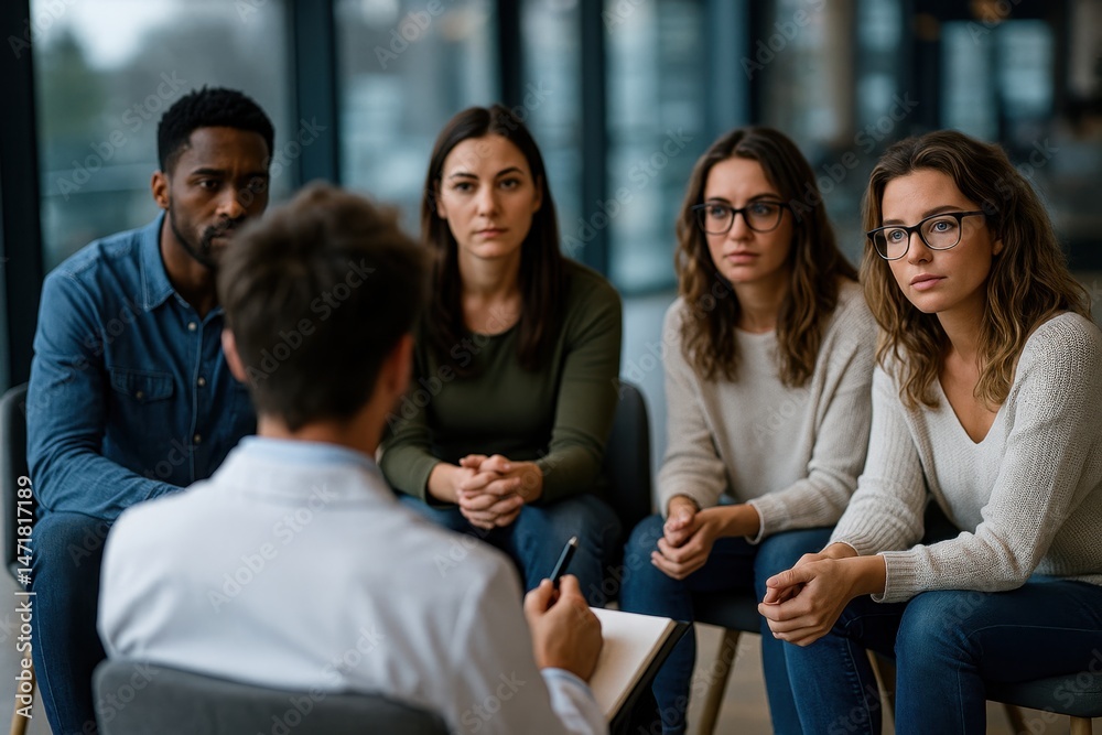 Obraz premium Group Therapy Session in Modern Counseling Center