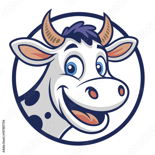 Cow Mascot for Farm, Milk, Cheese, Dairy