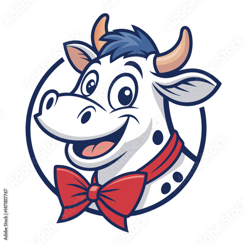 Cow Mascot for Farm, Milk, Cheese, Dairy