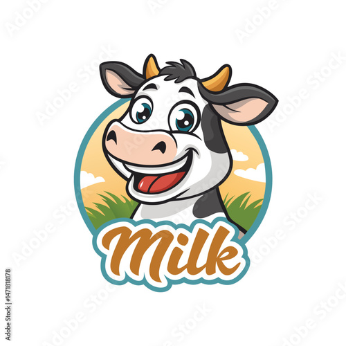 Cow Mascot for Farm, Milk, Cheese, Dairy