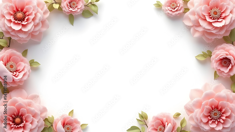 Obraz premium Flower frame floral pattern vector illustration background isolated white