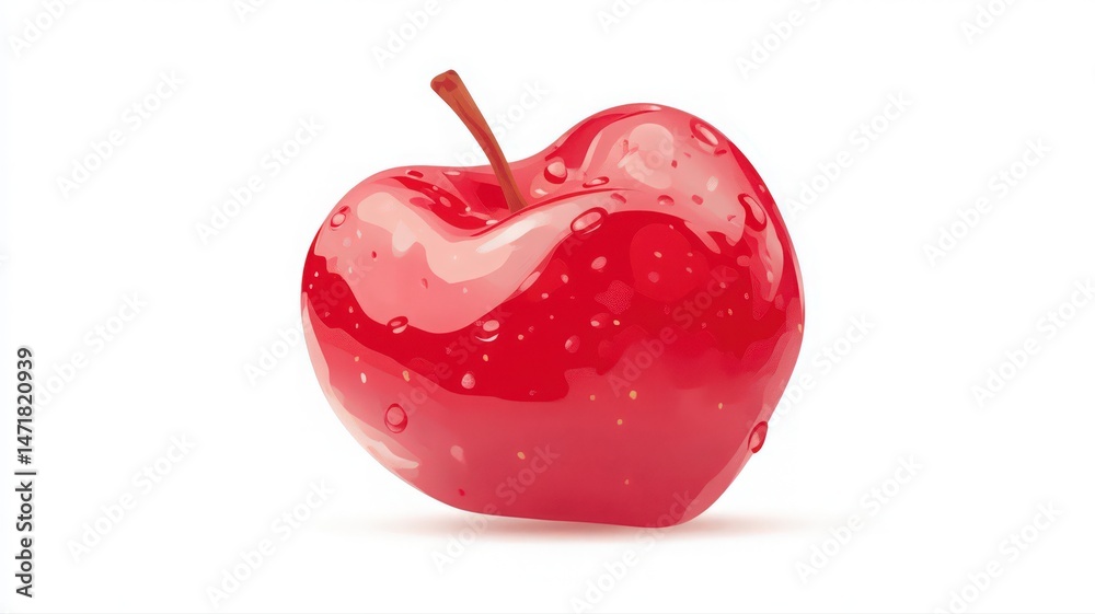 Obraz premium Heart Shaped Red Apple Illustration