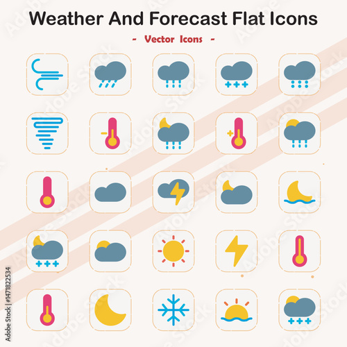 Weather and Forecast Flat Icons