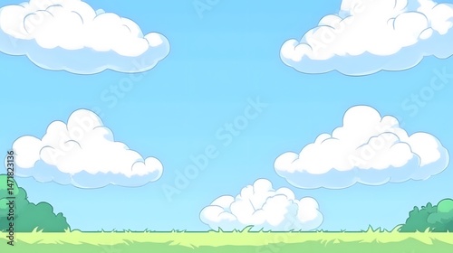 Cartoon Sunny Day Sky Landscape Background Illustration