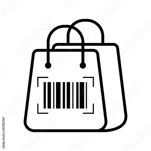 shopping bag with barcode icon vector
