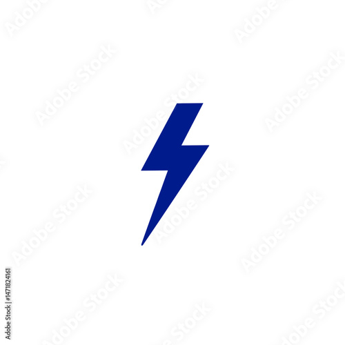 Lightning bolt icon in dark blue on a white background, minimalist style, energy symbol