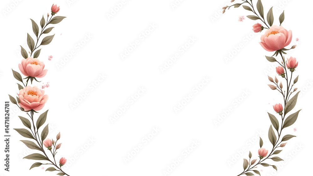 Obraz premium Flower frame floral pattern vector illustration background isolated white