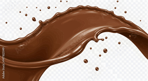 Shot of melted chocolate liquid on a transparent vector background
