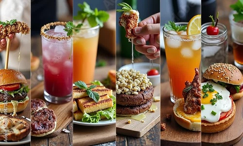 Food collage showing diverse cuisine