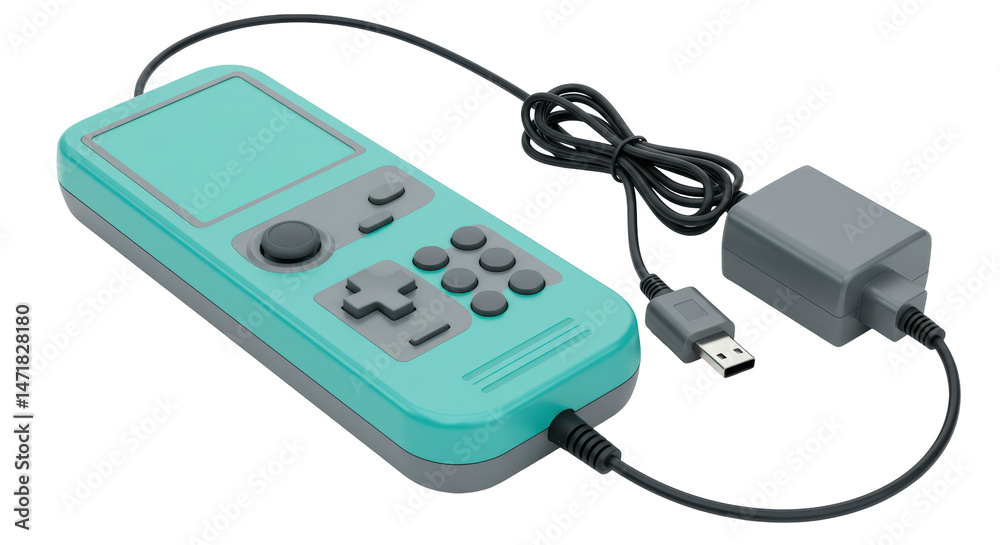 Isolated Handheld Game Console with Charger Isolated Handheld Game Console with Charger
