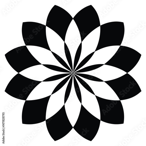 1960s psychedelic flower in bold vector color bloc