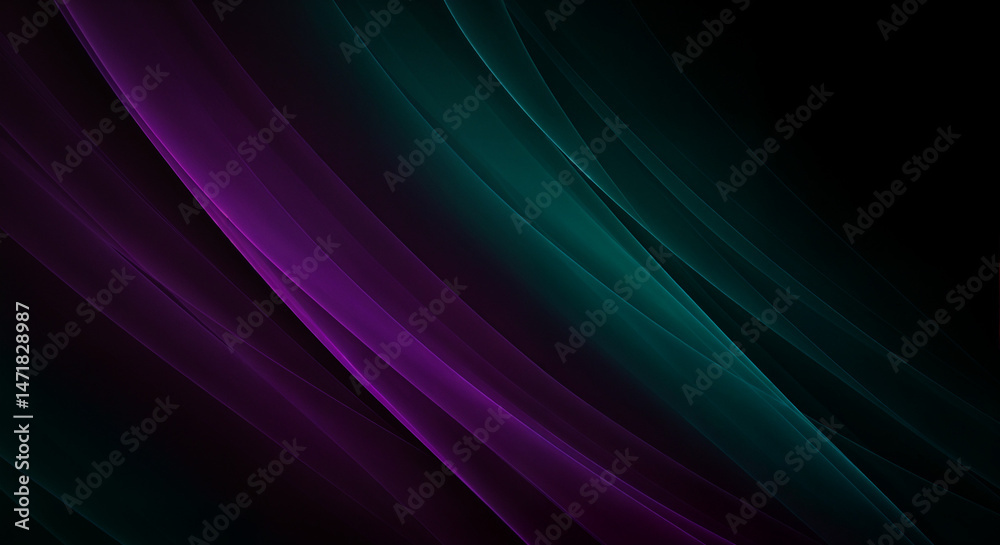Fototapeta premium Purple and Cyan Abstract Light Waves