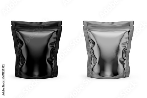 Stand Up Pouch Mockup 3D Rendering Isolated on White Background