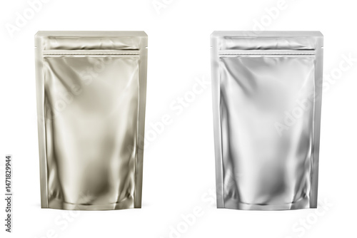 Stand Up Pouch Mockup 3D Rendering Isolated on White Background