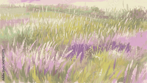 Blush of Spring Meadows pastel meadow isolated watercolor vector illustration svg