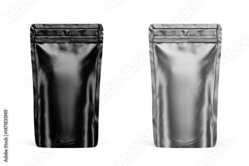 Stand Up Pouch Mockup 3D Rendering Isolated on White Background