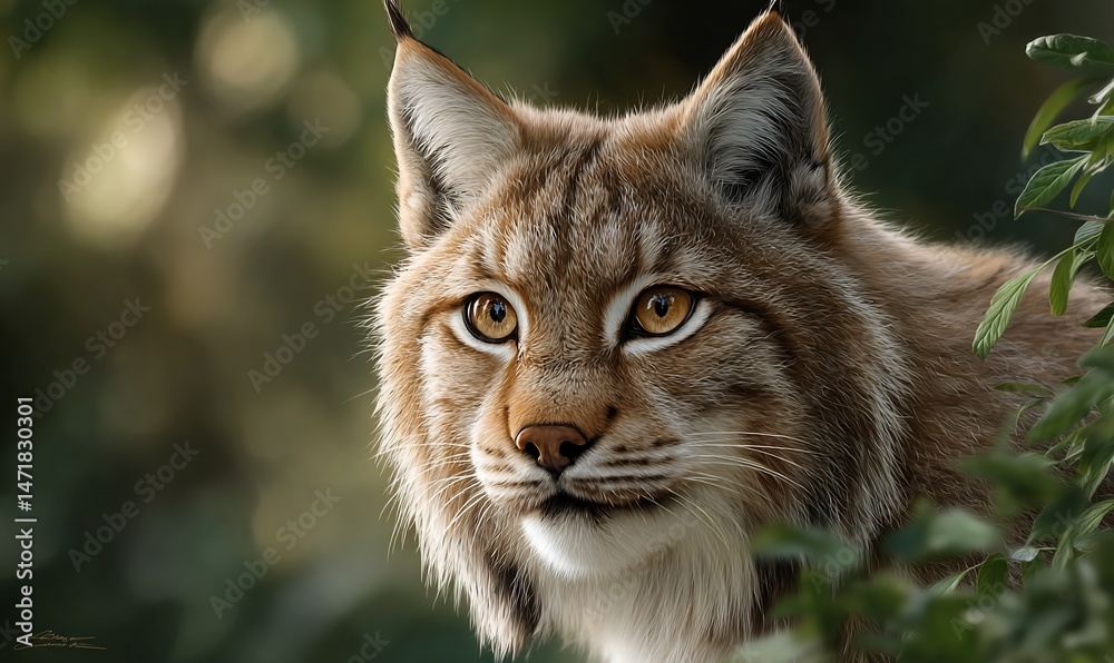 Obraz premium Lynx portrait in forest