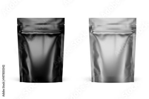 Stand Up Pouch Mockup 3D Rendering Isolated on White Background