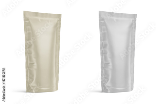 Stand Up Pouch Mockup 3D Rendering Isolated on White Background