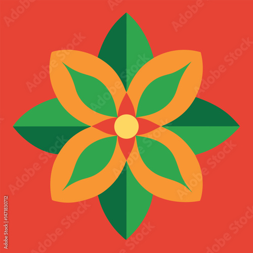 Abstract modern floral motif using basic shapes