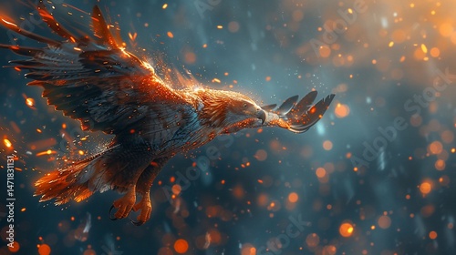 Fiery Eagle in Flight: A Digital Masterpiece