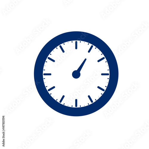 Stylized blue clock illustration showing time on a white background with copy space