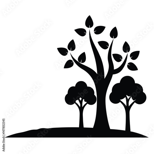 A food forest with multiple fruit trees and farmer