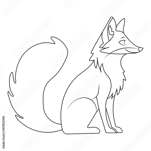 This is a cute black cartoon vector illustration of a domestic feline animal, a kitty with a tail, in a simple drawing style