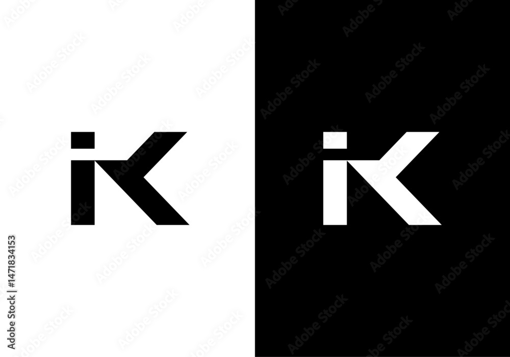 Obraz premium IK, KI logo monogram design