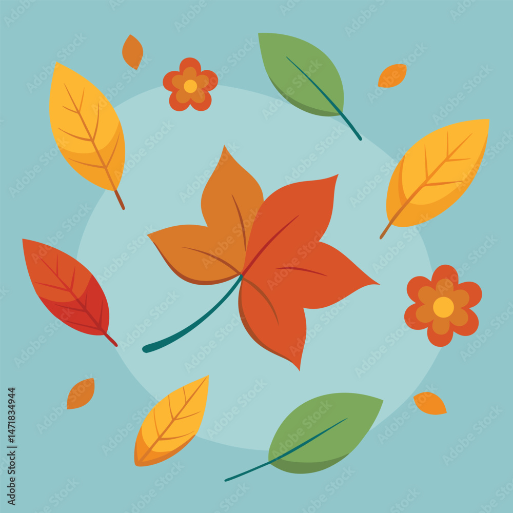 Obraz premium Autumn leaves and blooms combine falling autumn