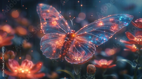 Enchanted Butterfly: A Glimmering Jewel in a Dreamlike Garden