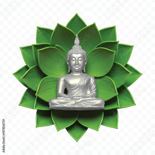 buddha with green leaves