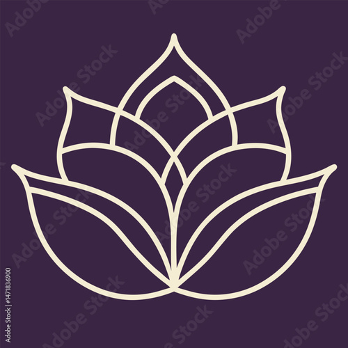 Botanical Outline Of Magnolia In Symmetrical Vecto - High Quality Vector Illustration for Decorative and Artistic Use