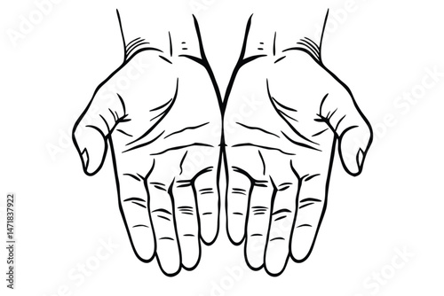 A vector illustration depicts human hands in a cartoon comic drawing, one a fist suggesting rebel power, the other holding, a business design symbol