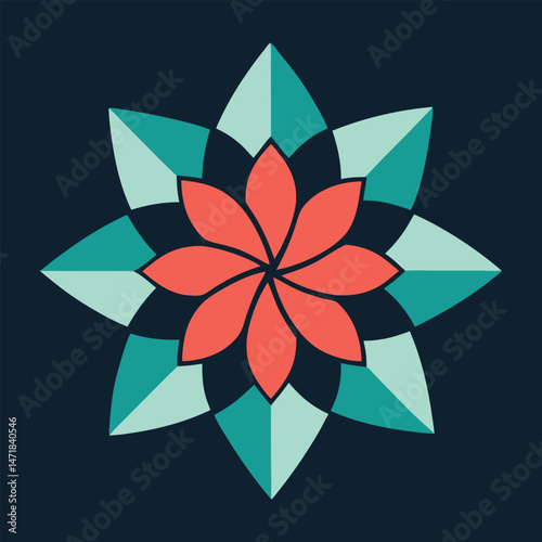 Abstract cubist floral vector featuring fragmented petals in modern art style.