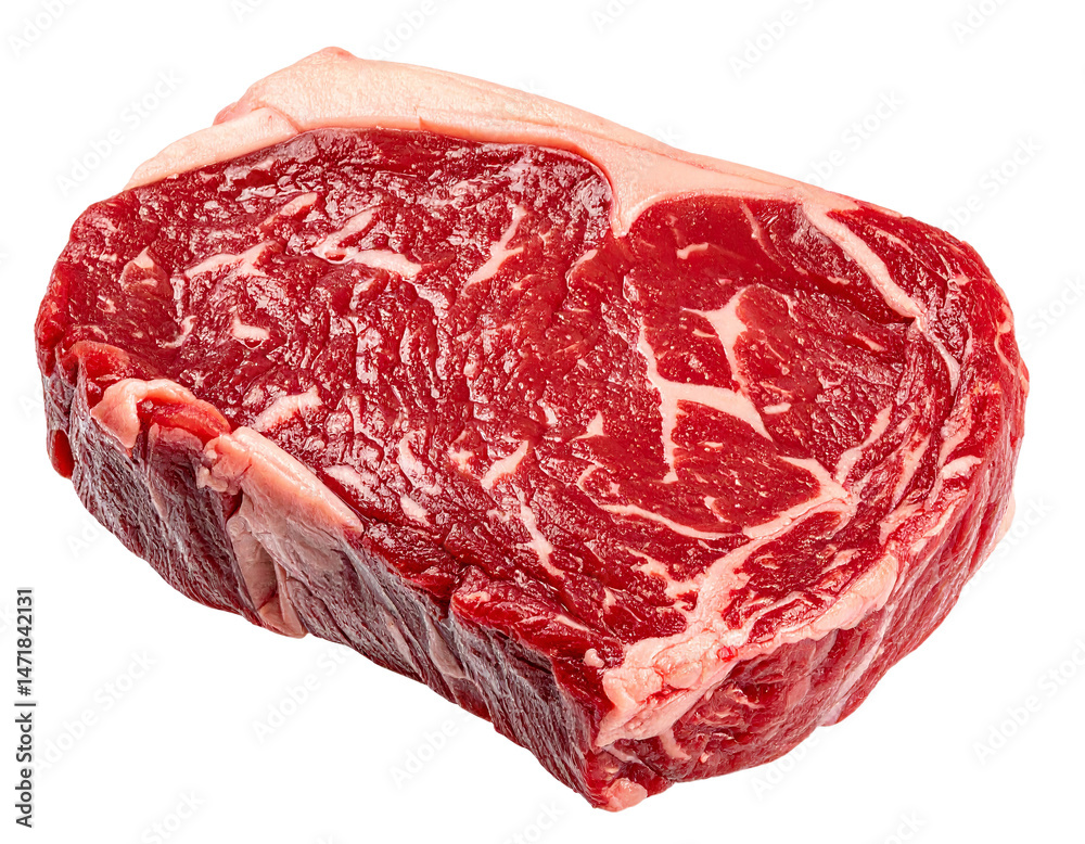 Raw Ribeye Steak Isolated Fresh Beef Meat Cutout Transparent Background