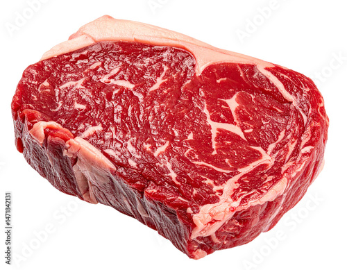 Obraz na płótnie Raw Ribeye Steak Isolated Fresh Beef Meat Cutout Transparent Background w salonie