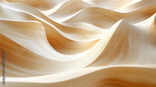Abstract design of flowing, light beige, sculpted forms.