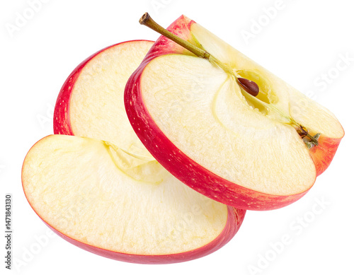 Sliced Red Apple Isolated Fresh Cut Fruit Health Concept Transparent PNG