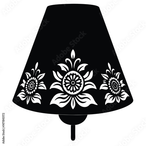 Chic floral lampshade vector artwork ideal for interior design, decor, and home product illustrations.