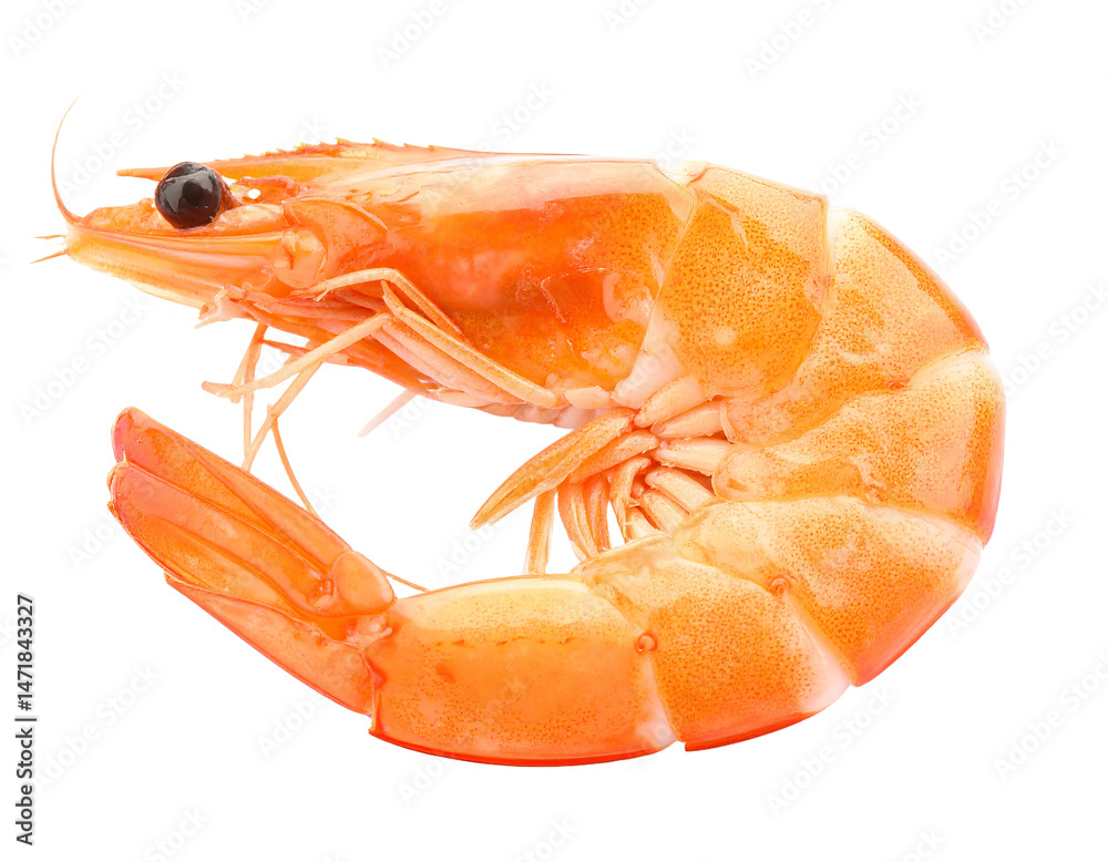 Isolated Cooked Shrimp Prawn Seafood Delicacy on Transparent Background