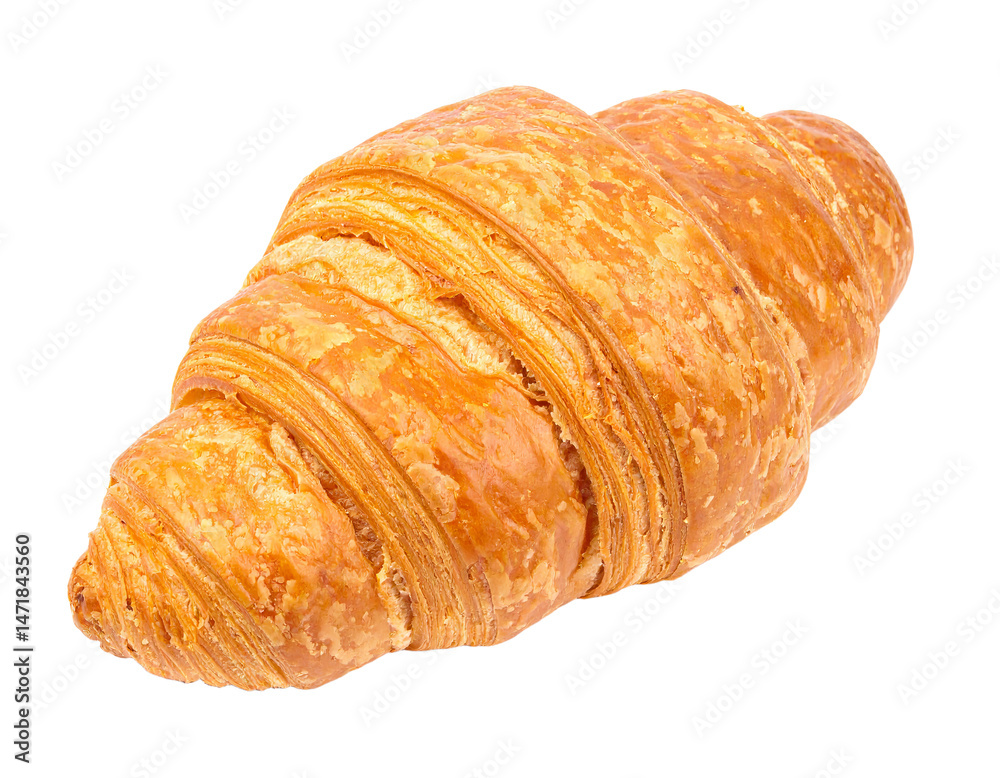 Golden Flaky Croissant Pastry Isolated on Transparent Background Perfect for Food Design