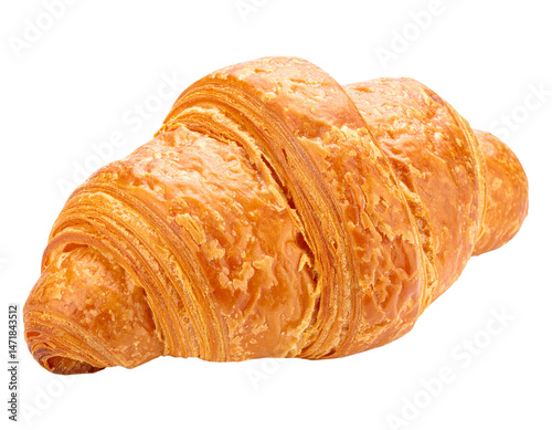 Obraz na płótnie Golden Croissant Isolated Pastry Sweet Treat Bakery Food Transparent Background w salonie