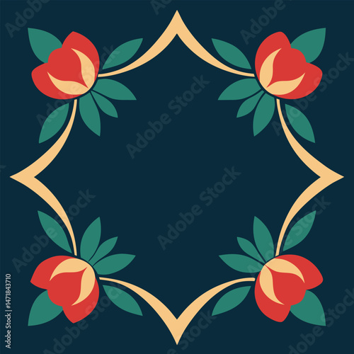 Creative floral-themed bicycle vector art featuring a decorative basket full of flowers.
