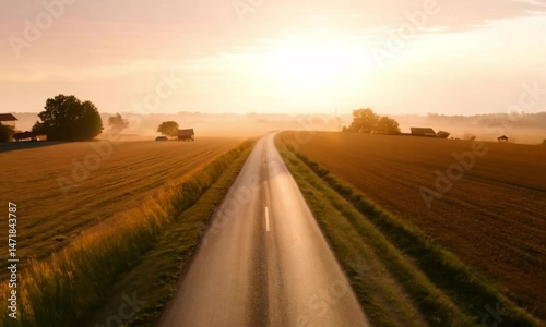 Peaceful street atmosphere at sunset