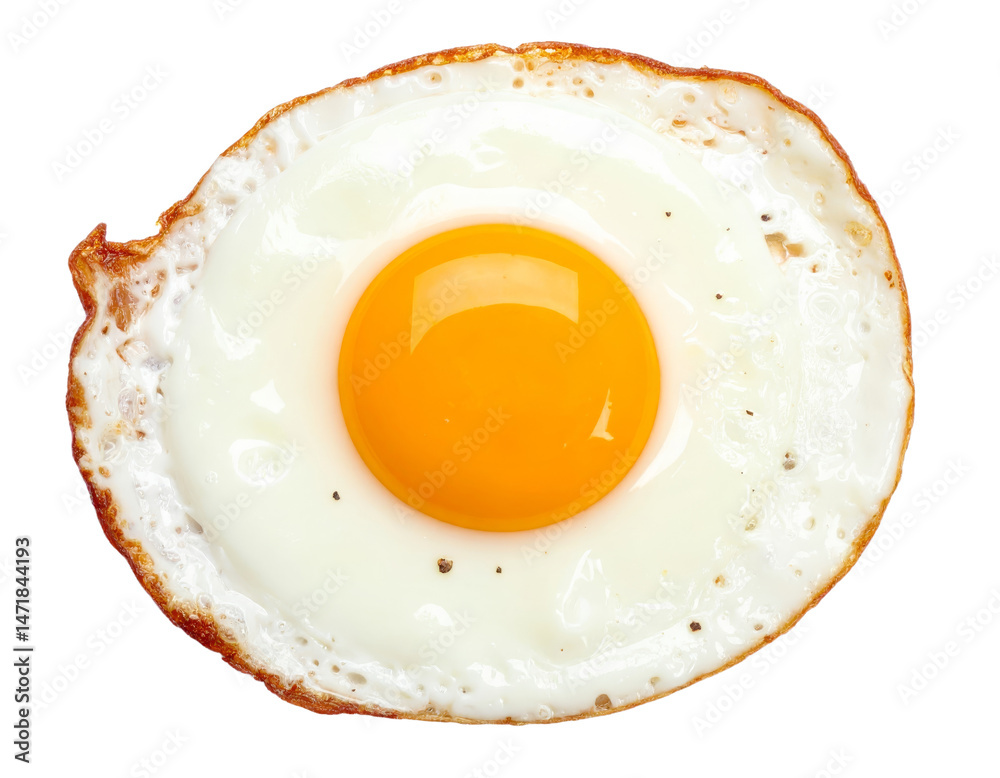 Fried Egg Isolated on Transparent Background Sunny Side Up Breakfast Food Icon