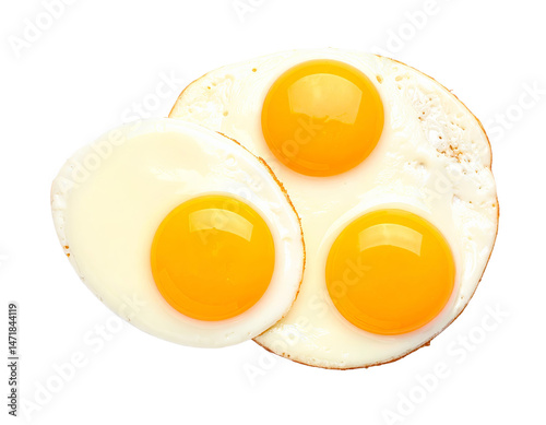 Obraz na płótnie Three Fried Eggs Isolated on Transparent Background Food Breakfast Concept w salonie