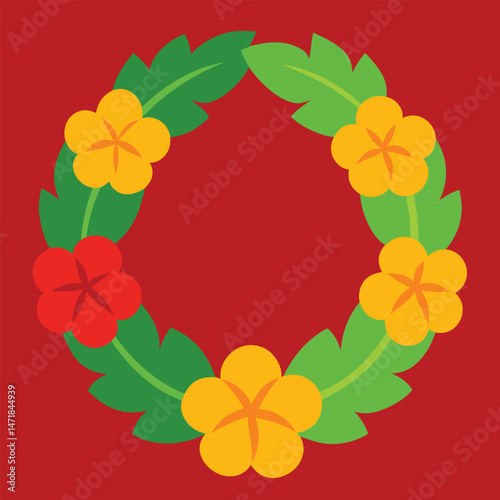 Vector illustration of traditional Hawaiian flower lei with tropical petals for festive occasions.