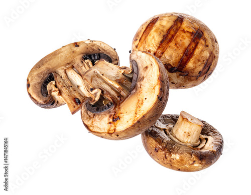 Obraz na płótnie Grilled Mushroom Isolated on Transparent Background Gourmet Food Photography w salonie